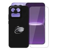 AQGGIIXY Funda + Vidrio Templado para Realme Neo8 (6.78") Cover，con [Anillo Soporte MóVil] Black Estuche a Prueba de Golpes Silicone TPU Cristal Templado Film Dureza 9H