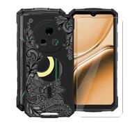 AQGGIIXY Para Doogee Fire 7 Pro Funda + Protectores de Pantalla de Vidrio Templado, Nero Suave Silicona TPU Case Anti-Rasguño Protectora Carcasa para Doogee Fire 7 Pro (6.60") - Flower