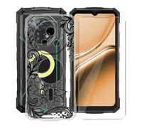 AQGGIIXY para Doogee Fire 7 Pro Funda + Protectores de Pantalla de Vidrio Templado, Transparente Suave Silicona TPU Case Anti-Rasguño Protectora Carcasa para Doogee Fire 7 Pro (6.60") - Flower
