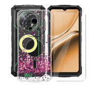 AQGGIIXY para Doogee Fire 7 Pro Funda + Protectores de Pantalla de Vidrio Templado, Transparente Suave Silicona TPU Case Anti-Rasguño Protectora Carcasa para Doogee Fire 7 Pro (6.60") - Love