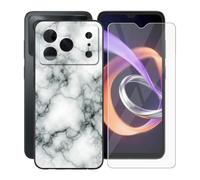 AQGGIIXY para Doogee Note 56 Plus Funda + Protectores de Pantalla de Vidrio Templado, Nero Suave Silicona TPU Case Anti-Rasguño Protectora Carcasa para Doogee Note 56 Plus (6.56") - Marble