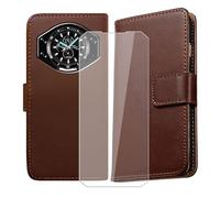 AQGGIIXY para Doogee S119 (6.72") Funda, Anti-Arañazot TPU Silicone Carcasa + Protector de Pantalla Cristal Templado, Soporte Plegable Sintético Cuero Flip Cover Prueba de Billetera Case - Black