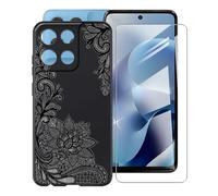 AQGGIIXY Para Motorola Moto G17 Power Funda + Protectores de Pantalla de Vidrio Templado, Nero Suave Silicona TPU Case Anti-Rasguño Protectora Carcasa para Motorola Moto G17 Power (6.72") - Flower