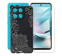 AQGGIIXY Para Motorola Moto G67 Power Funda + Protectores de Pantalla de Vidrio Templado, Nero Suave Silicona TPU Case Anti-Rasguño Protectora Carcasa para Motorola Moto G67 Power (6.70") - Flower