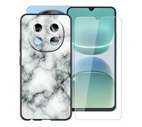 AQGGIIXY Para Oscal Tiger 8 Funda + Protectores de Pantalla de Vidrio Templado, Nero Suave Silicona TPU Case Anti-Rasguño Protectora Carcasa para Oscal Tiger 8 (6.88") - Marble