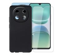 AQGGIIXY Para Oscal Tiger 8 Funda + Protectores de Pantalla de Vidrio Templado, Nero Suave Silicona TPU Case Anti-Rasguño Protectora Carcasa para Oscal Tiger 8 (6.88") - Black