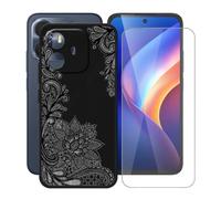 AQGGIIXY Para TCL K70 Power 4G Funda + Protectores de Pantalla de Vidrio Templado, Nero Suave Silicona TPU Case Anti-Rasguño Protectora Carcasa para TCL K70 Power 4G (6.80") - Flower