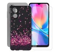 AQGGIIXY Para ZTE Blade A35e 4G Funda + Protectores de Pantalla de Vidrio Templado, Nero Suave Silicona TPU Case Anti-Rasguño Protectora Carcasa para ZTE Blade A35e 4G (6.52") - Love