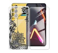 AQGGIIXY para ZTE Nubia Neo 3 GT Funda + Protectores de Pantalla de Vidrio Templado, Transparente Suave Silicona TPU Case Anti-Rasguño Protectora Carcasa para ZTE Nubia Neo 3 GT (6.80") - Flower