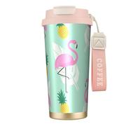 AQHNBM Red Flamingo Piñas Botellas de agua aisladas de acero inoxidable para mujeres y hombres con tapa de popote, a prueba de fugas, color rosa