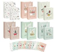 AQhui 12 Piezas Bolsas Regalos Navidad, Bolsas de Regalo Papel con Asas, Pequeñas Grandes Bolsitas Navidad Papel Kraft Ideias de Presentes Cotillon Cumpleaños Chuches Galletas Bolsa Regalitos Kraft