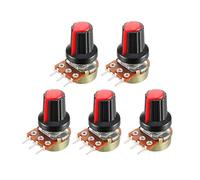 AQHYEBNSR Codificador rotatorio 5 unids/Lote potenciómetro de película Carbono WH148 15mm 3 Pines + Kit Tapa perillas Interruptor Giratorio Rojo B1K 2K 5K 10K 20K 50K 100K 250K 500K 1M(20K Ohm)