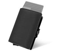 AQIANGHUI Cartera para Hombre y Mujer, Tarjetero Ultradelgado y Ligero, con Bolsillo para Monedas, Color Negro