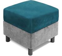 AQIGR Funda Otomana Cuadrada Pequeña 40x40 50x50 60x60 Elástica Funda Reposapies Terciopelo Retirable Lavable Terciopelo Cubierta Taburete Sofá Protector(Deep Sea Blue,95 x 95 cm)