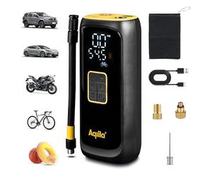 Aqiila Airbird C4 - Bomba de aire portátil y compresor de alto rendimiento con batería integrada, linterna de bolsillo, instalación rápida y apagado automático para un inflado preciso y sin esfuerzo