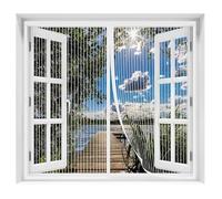 AQKaki Mosquitera Ventana Magnetica, 50x100cm Poliéster Mosquiteras para Ventanas Cierre Automático Antimosquitos Cortina Mosquiteras Magnética Fácil Instalación para Habitación Salón Ventanas