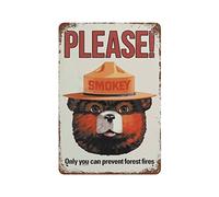 AQLY Cartel de metal con texto en inglés "Please Smokey Bear and Only You Can Prevent Forest Fires Farm Forest Wall"