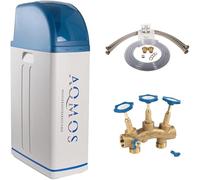 AQMOS Wasseraufbereitung Descalcificador con juego de conexión de 1" y bloque de montaje de 1" | Descalcificador para hogares de hasta 5 personas | Con bloque de montaje R2D2-48
