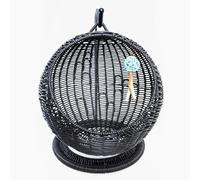 AQPET Morfeo - Caseta Colgante para Gatos y Gatos, de Mimbre Trenzado a Mano con cojín mordido Incluido, Color Negro, 46 x 62 cm