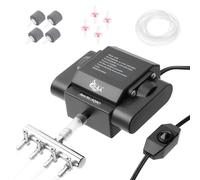 AQQA Aquarium Air Pump,4 Outlets Powerful Outdoor Pond Aerator Fish Tank Oxygen Pump,10W Adjustable Air Bubbler Pump with Completely Accessories,for Tank/Hydroponic/Pond Oxygenation,Up to 2200L