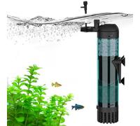 AQQA Filtro de tanque de peces, filtro de acuario de flujo fuerte de 600 l/h, bomba de filtro silenciosa de 8 W con filtración de 3 etapas para tanques de hasta 200 L
