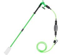AQQA Limpiador de sifón para acuario, limpiador de fondo, 3 en 1, con tubo de extensión retráctil y fijación al acuario, cambio manual de agua y limpieza de arena