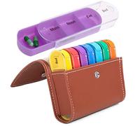 AQQWWER Contenedores para organización 28 Squares Weekly 7 Days Tablet Pill Box Holder Medicine Storage Organizer Container Case Medicine Wallet Travel Box (Color : Bruin)