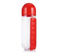 AQQWWER Contenedores para organización Botella de agua con pastillero semanal pequeño, organizador de pastillero diario combinado con botella de agua, pastillero para medicamentos (Size : With Pill C