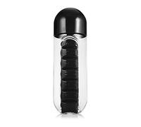 AQQWWER Contenedores para organización Botella de agua con pastillero semanal pequeño, organizador de pastillero diario combinado con botella de agua, pastillero para medicamentos (Size : With Pill C