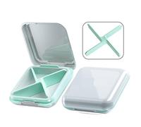 AQQWWER Contenedores para organización Box Of Pills Of Medicine Proof D' Water, 4 Grids, Travel Pill Storage Box, Vitamins, Plastic Container, Capsule Organizer Box (Size : White Green x 1pc)