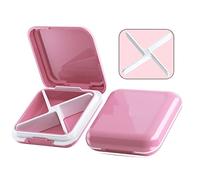 AQQWWER Contenedores para organización Box Of Pills Of Medicine Proof D' Water, 4 Grids, Travel Pill Storage Box, Vitamins, Plastic Container, Capsule Organizer Box (Size : Pink White x 1pc)