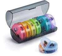 AQQWWER Contenedores para organización Pastillero, plástico, colores del arcoíris, contenedor portátil, semanal, ideal para guardar pastillas y sombreros, 7 días (Size : Black Colorful)