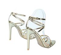 AQQWWER Tacones High Heel Sandals Women Shoes Summer Slippers Fine Heel Patent Leather Women Open Toe Sexy (Color : Gold, Size : 37 EU)