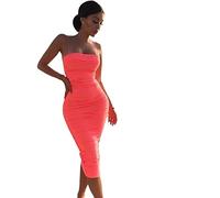 AQQWWER Vestido para Mujer Spaghetti Strap Ruched Madi Dress For Women Summer Sleeveless Backless Zipper Bodycon Long Dresses (Color : Wine, Size : M)