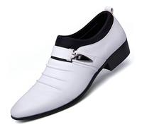 AQQWWER Zapatos de Vestir para Hombre Summer Black Brown White Men Leather Shoes Mens Pointed Toe Dress Shoes Formal Slip On Hollow out Sandals Man (Color : White, Size : 43 EU)