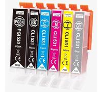 AQree Cartuchos de tinta compatibles de repuesto para Canon PGI-530 CLI-531 para Canon TS8750 TS8751 (PGBK/BK/C/M/Y/GY, paquete de 6)