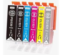 AQree Cartuchos de tinta compatibles PGI-530 para Canon TS8750 TS8751 PGI-530 CLI-531 (paquete de 6)