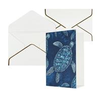 AQRJKHD Tarjeta de agradecimiento azul de tortuga marina con sobres, tarjetas de felicitación de feliz cumpleaños para mujeres y hombres, tarjetas de felicitación en blanco para todas las ocasiones