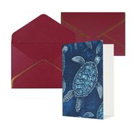 AQRJKHD Tarjeta de agradecimiento azul de tortuga marina con sobres, tarjetas de felicitación de feliz cumpleaños para mujeres y hombres, tarjetas de felicitación en blanco para todas las ocasiones