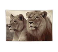 AQRJLPM Tapiz de león africano y leona para pared, bonito tapiz de pared, estética, decoración divertida para colgar en la pared, tapiz artístico para dormitorio, sala de estar, decoración del hogar