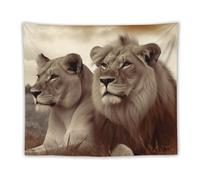 AQRJLPM Tapiz de león africano y leona para pared, bonito tapiz de pared, estética, decoración divertida para colgar en la pared, tapiz artístico para dormitorio, sala de estar, decoración del hogar
