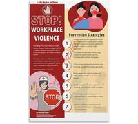 AQSOAEOJ Stop Workplace Violence Infographic Prevention Guide Poster Training Educational Canvas Wall-Art Office Home Living Room Bedroom(Framed,16x24inch(40x60cm))