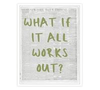 AQSOAEOJ Trendy What If It All Works Out Poster Funny Light Green Letter Newspaper Canvas Wall-Art Minimalist Black White Prints for Home Bedroom Dorm(Framed,16x24inch(40x60cm))