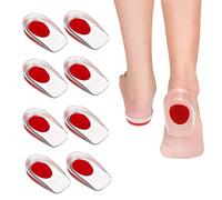 AQTAQ - 4 pares de taloneras de silicona, almohadillas de gel, plantillas ortopédicas de silicona, para fascitis plantar, alivio del dolor de talón y tendón de Aquiles (4 pares de rojos)