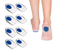 AQTAQ - 4 pares de taloneras de silicona, almohadillas de gel, plantillas ortopédicas de silicona, para fascitis plantar, alivio del dolor de talón y tendón de Aquiles (4 pares de azules)