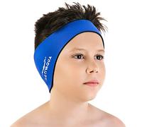 Aqtivaqua Banda de Natación - Cubierta de Protección de Banda para Los Oídos de Natación - Diadema de Natación para Adultos Hombres Mujeres Niños Bebés Pequeños Mantenga Los Tapones (Azul, Grande)