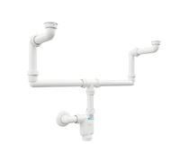 Aqua Bagno Sifón de ahorro de espacio para lavabo, sifón para muebles, ahorro de espacio, sifón plano, baño, flexible, ajustable, G 1 1/4 pulgadas, DN32, doble lavabo