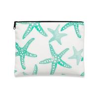 Aqua - Bolsa de maquillaje de estrella de mar, bolsa de viaje para cosméticos tropicales para mujer, organizador portátil de lona con cremallera, bolsa de aseo de regalo de verano, Agua, 7x9 Inch