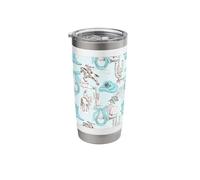 Aqua & Brown Herradura Bows Cowboy Hat Cowgirl Boots Riding Vaso térmico de acero inoxidable de doble pared