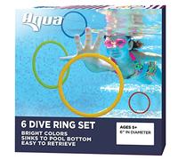 Aqua Classic Dive Rings - 6 Pack - Large-Diameter Diving Rings for Swimming Pool Games - Multi-Color